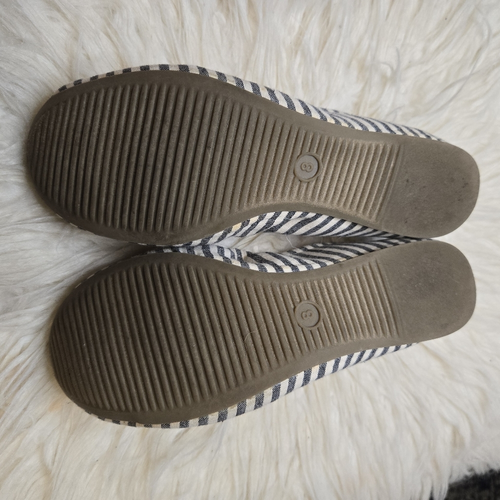 🍉 Mossimo Blue White Striped Flats Size 8 - Picture 4 of 4